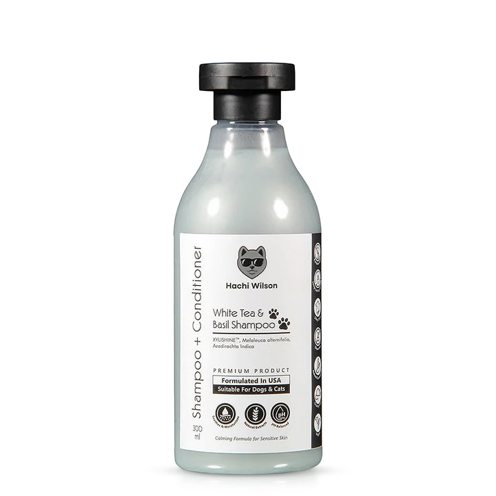 Hachi Wilson Premium White Tea & Basil Dog/Cat Shampoo (USA Formulated, USFDA Approved) - 300ml
