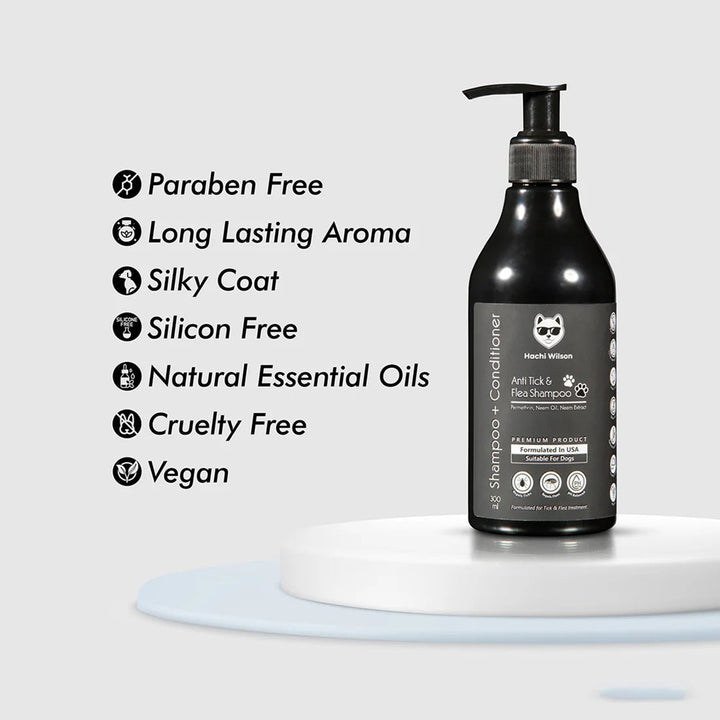 Hachi Wilson Premium Anti-Tick & Flea Dog & Cat Shampoo(USA Formulated, USFDA Approved)  - 300g
