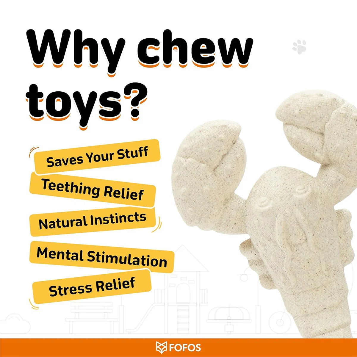 Fofos Durable Lobster Dog Chew Toy