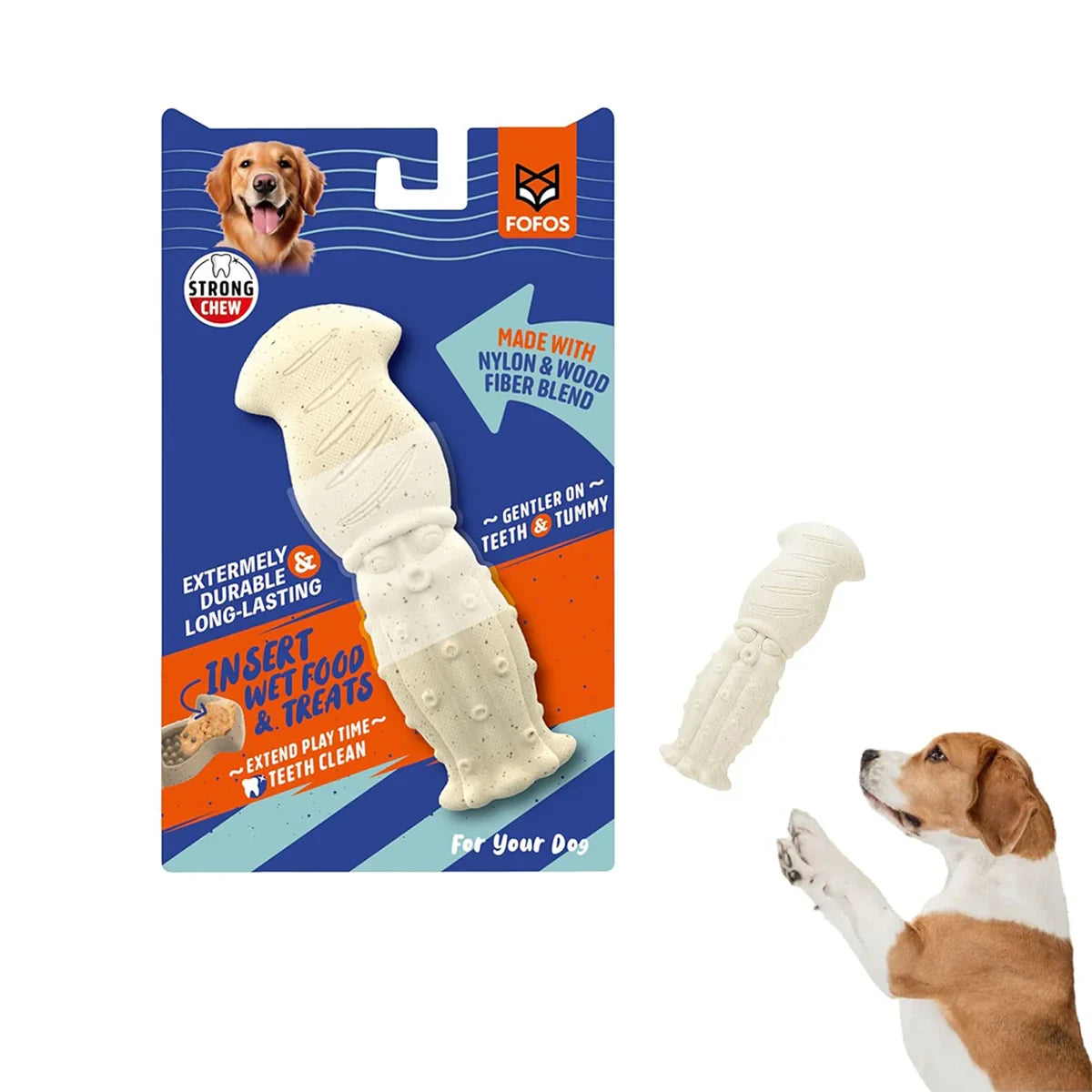 Fofos Durable Sea Bass Dog Chew Toy
