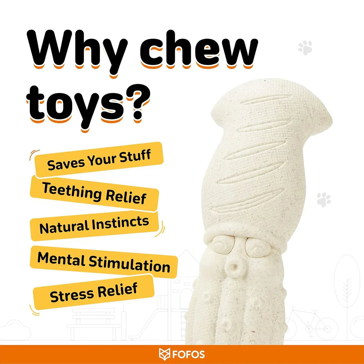 Fofos Durable Sea Bass Dog Chew Toy