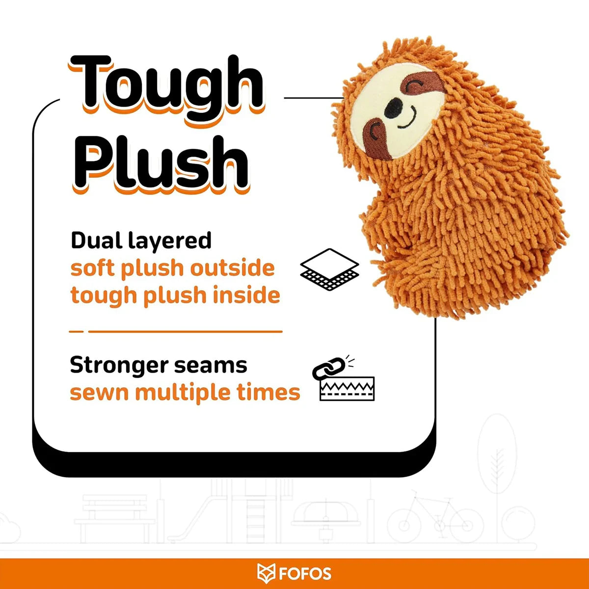 Fofos Tough Sloth Dog Toy