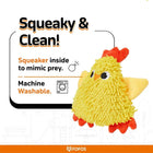 Zigly yellow plush chicken dog toy with squeaker inside, machine washable pet toy by Fofos