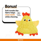 Zigly yellow chicken pet toy with soft noodle fabric for cleaning teeth while chewing