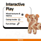 Zigly interactive play cat toy made of mixed textures and fabrics with catnip inside and fun strings