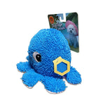 Zigly blue textured octopus dog toy with tag and packaging showing small white dog in pink hat