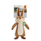 Zigly Wildling plush rabbit dog toy with squeaky feature and brown tan design