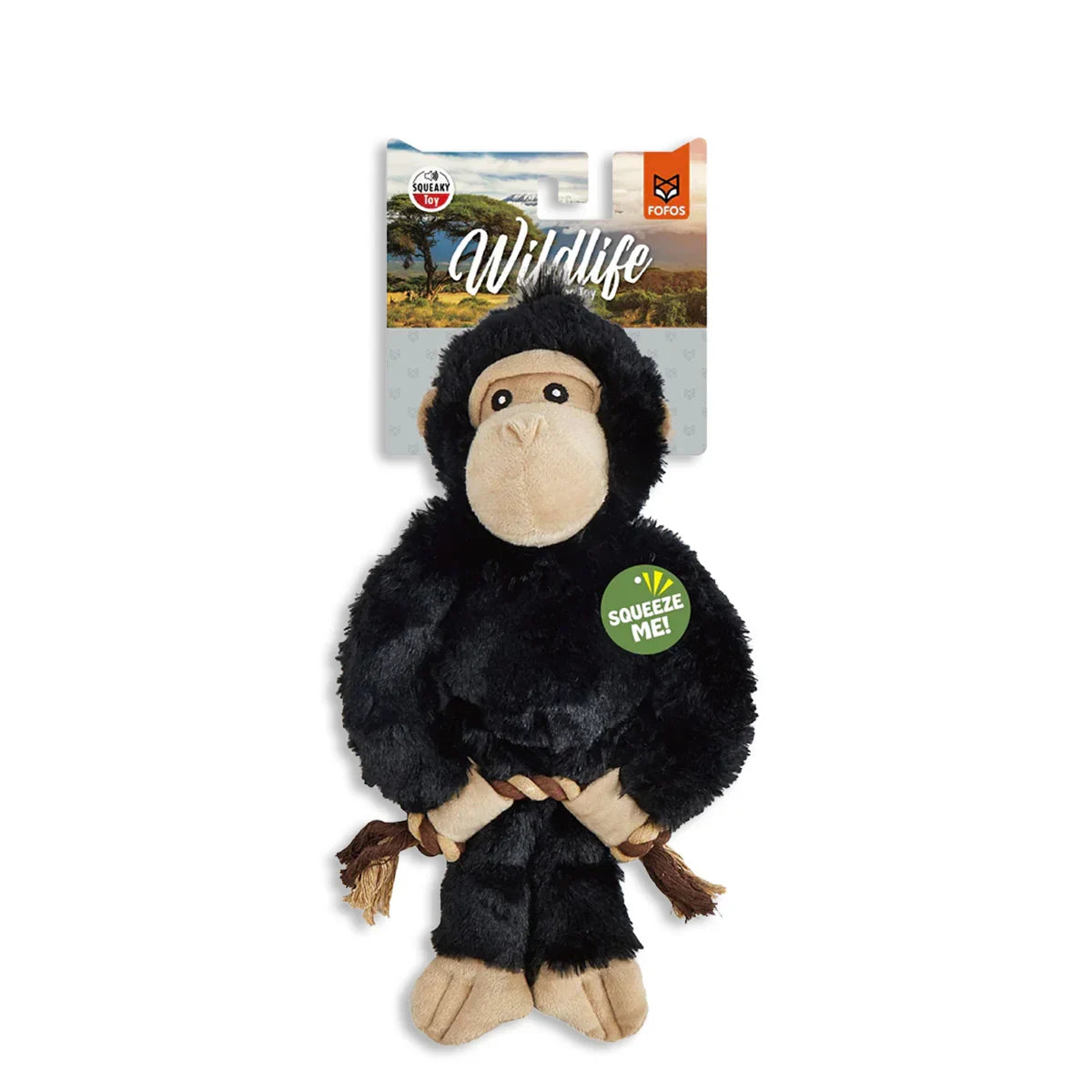 Fofos Wildlife Gorilla Plush Dog Toy