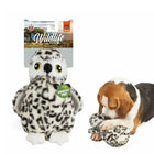 Zigly Wildlife owl plush dog toy with squeaky feature, Beagle dog playing with it
