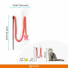 Zigly cat toy wand with red string and pink butterfly, 34 cm, shown next to a sitting gray cat for scale