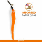 Zigly orange fuzzy cat toy with bell and imported USA catnip for cats by Fofos