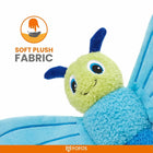 Zigly soft plush fabric blue and green butterfly stuffed toy with smiling face