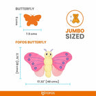 Jumbo sized FOFOS pink butterfly plush measuring 48x28 cm with zigly design