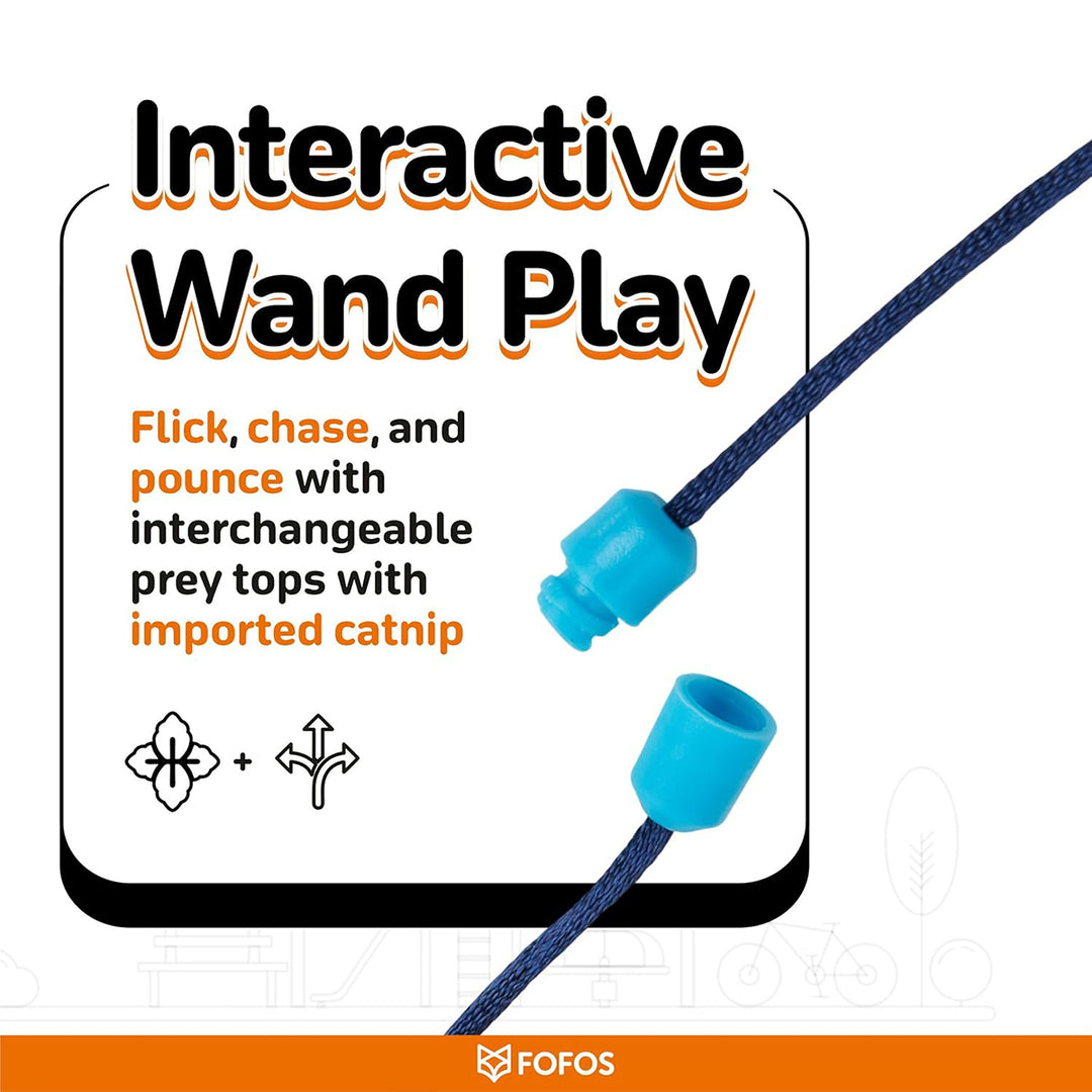 Zigly interactive wand play cat toy with interchangeable prey tops and imported catnip