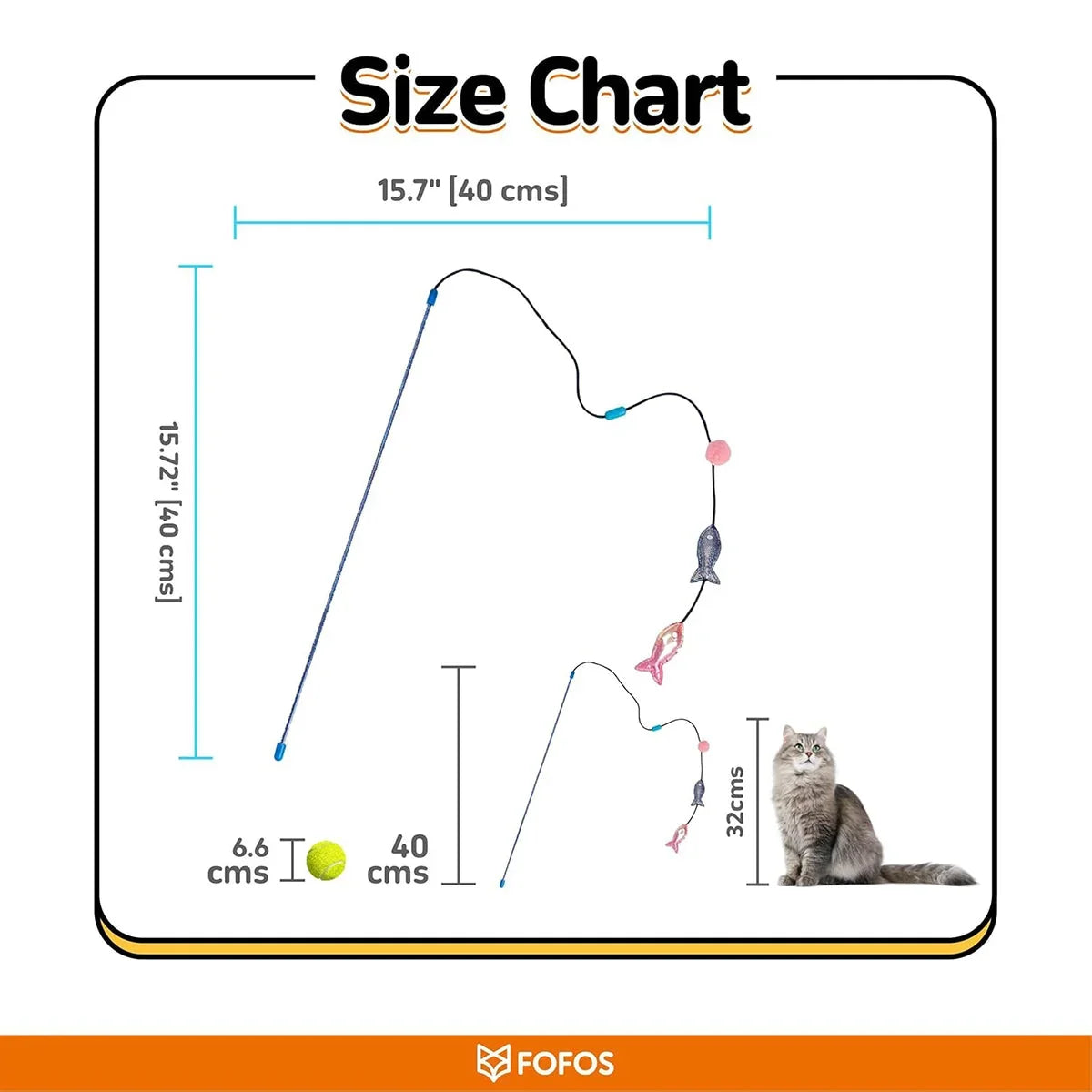 Toy Size Chart Fofos Sardine Wand Cat Toy - Pack of 2 | Zigly