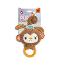 Zigly plush monkey squeaky dog toy with textured orange ring and colorful details