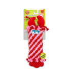 Zigly red and pink woven puppy toy with eyes and plush horns, squeaky dog chew toy