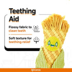Zigly soft textured teething aid toy with flossy fabric for clean teeth and teething relief