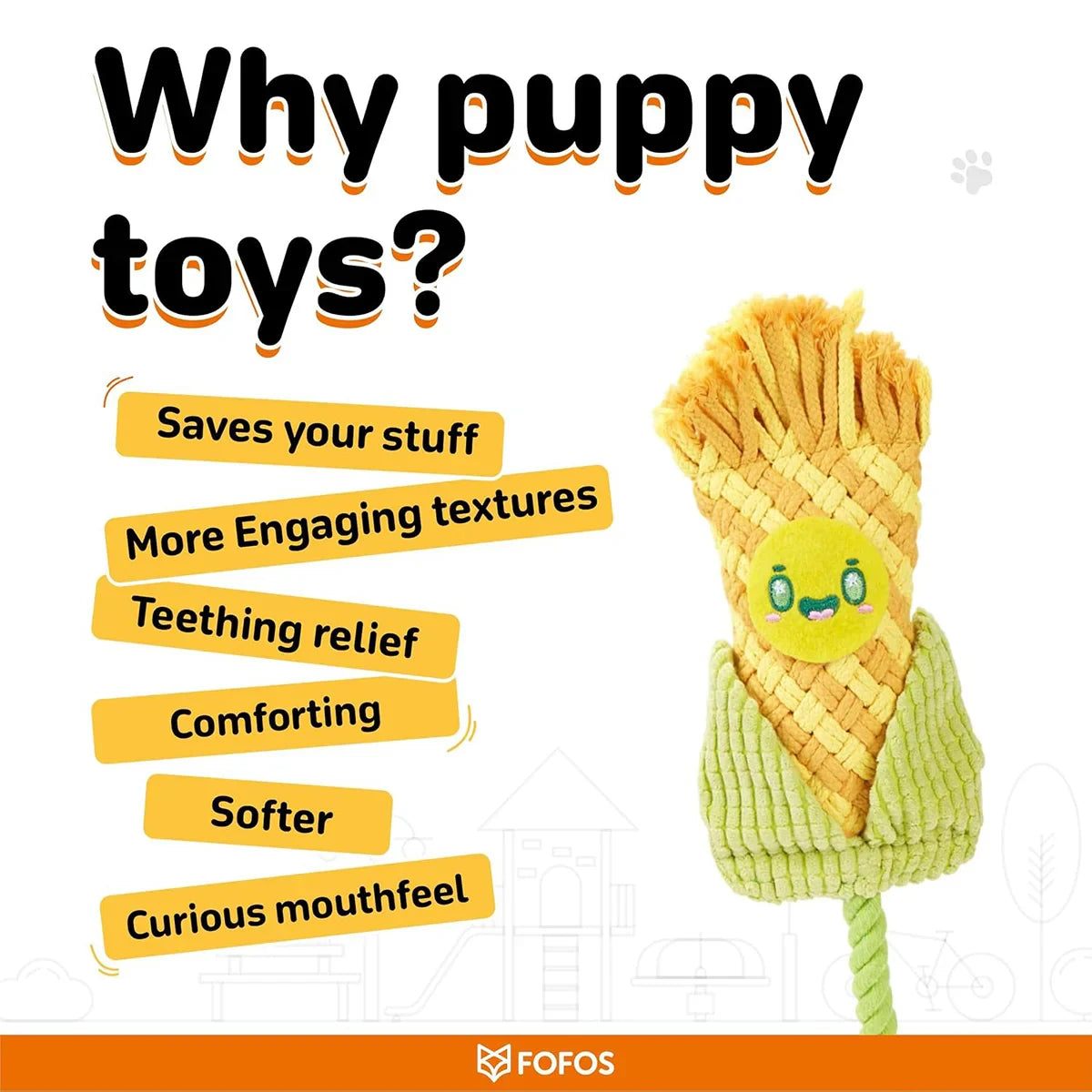 FOFOS Puppy Dental Toy Corn