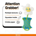 Zigly Fofos flower dog toy with multiple textures, squeaker and crinkle paper features