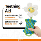 Zigly teething aid dog toy with flossy fabric and soft texture for teeth cleaning and teething relief