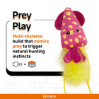 Zigly cat toy with multi-material design mimics prey to trigger natural hunting instincts