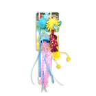 Zigly cat toy set with wand, blue ball, yellow fuzzy creature, and pink jellyfish with ribbons
