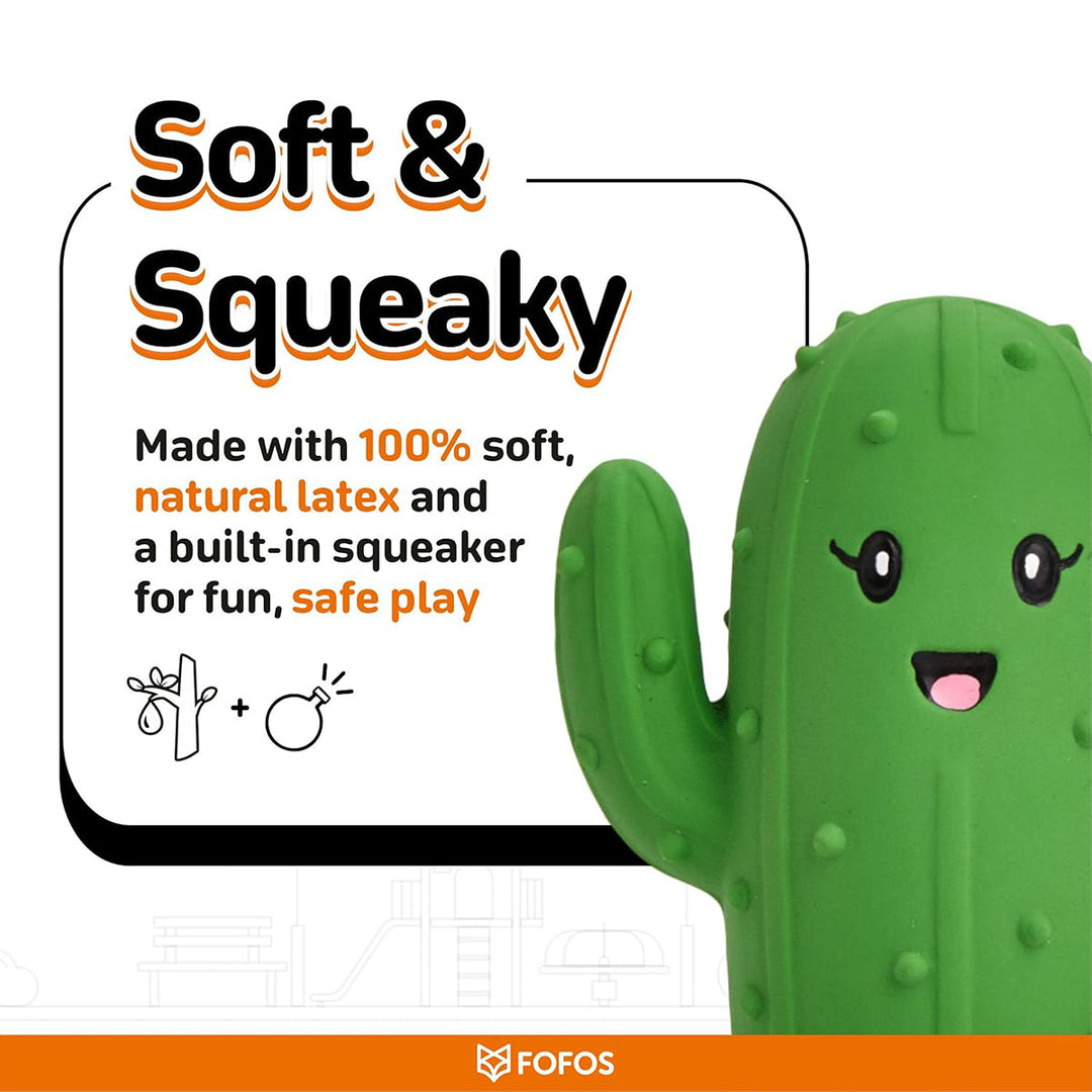 Zigly soft and squeaky green cactus dog toy made with 100% natural latex and built-in squeaker