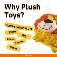 Zigly plush lion toy with benefits like chew, tug, fetch, cuddle, prey for pets