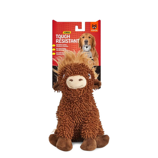 Zigly jumbo tough resistant brown plush dog toy with soft mane, durable stitching