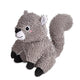 Zigly gray plush squirrel toy with textured fur and black paws on white background