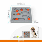 FOFOS dog treat puzzle toy in gray with orange caps, interactive pet feeder, zigly design