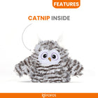 Zigly plush owl cat toy with soft fur and embroidered eyes, catnip inside for pets