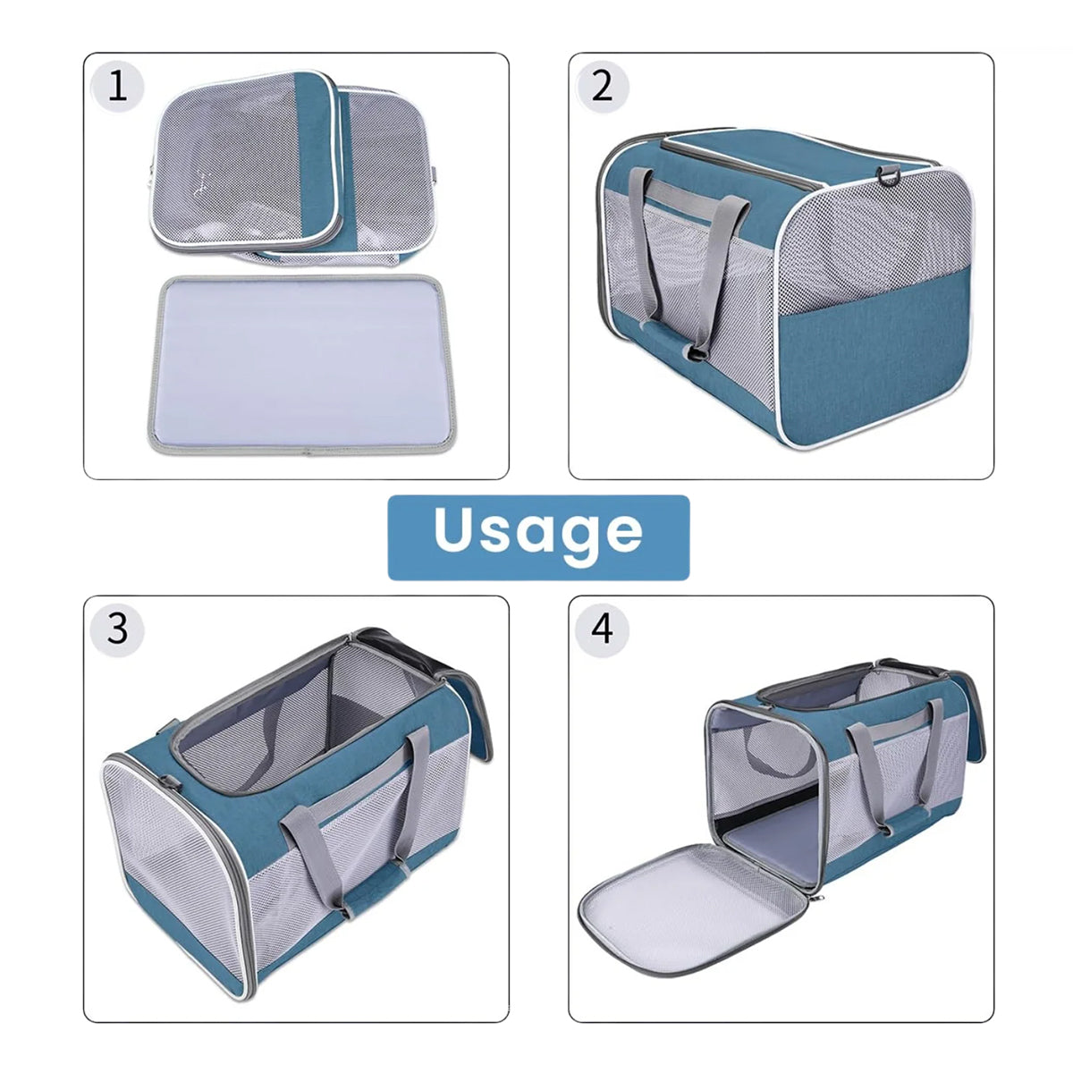 FOFOS Standard Pet Carrier - Grey/Blue