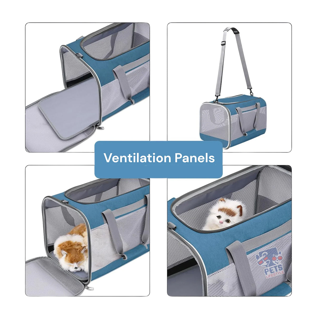 FOFOS Standard Pet Carrier - Grey/Blue