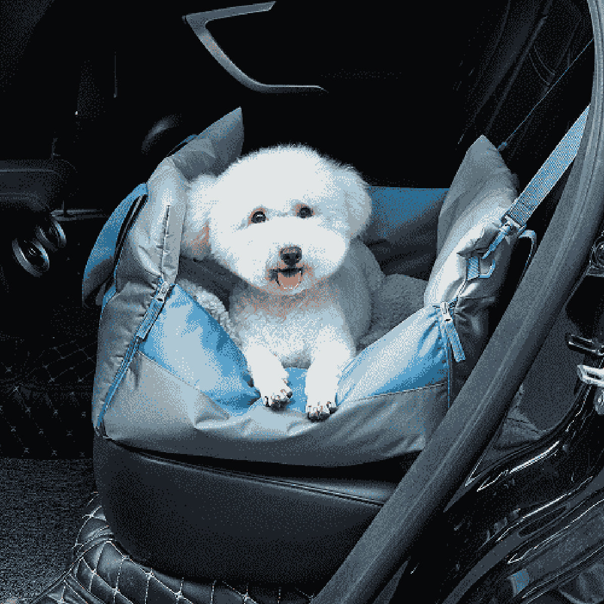 FOFOS Car Seat Pet Carrier & Bed - Grey/Blue