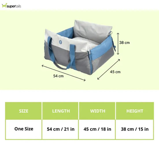 FOFOS Car Seat Pet Carrier & Bed - Grey/Blue