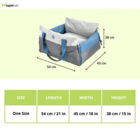 FOFOS Car Seat Pet Carrier & Bed - Grey/Blue