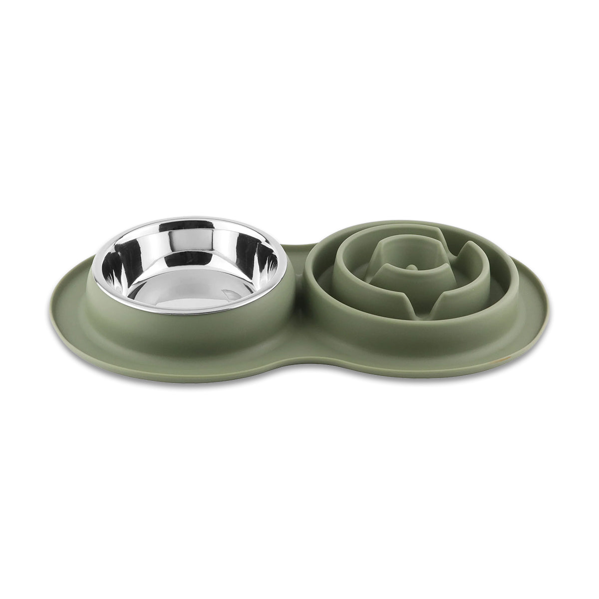 Pawpourri Slow Feed Mat &  Dog Bowl - Silicone Olive