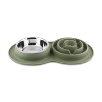 Pawpourri Slow Feed Mat &  Dog Bowl - Silicone Olive