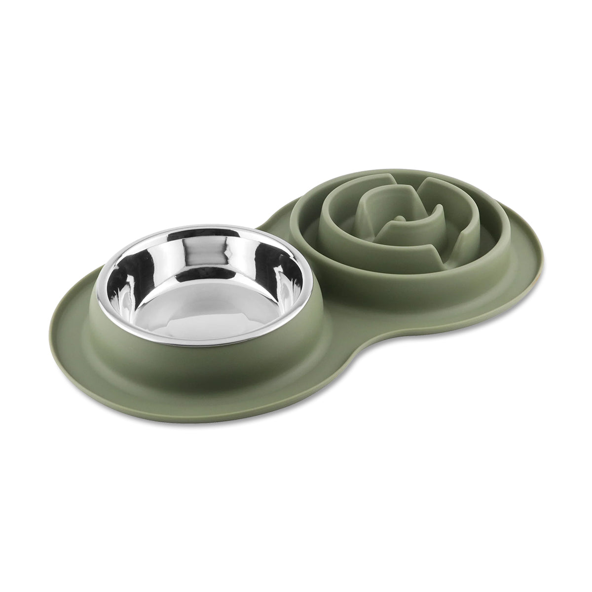 Pawpourri Slow Feed Mat &  Dog Bowl - Silicone Olive