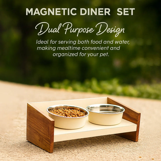 Pawpourri Magnetic Elevated Pet Diner - White