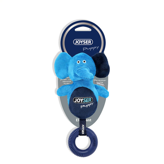 Joyser Puppy Elephant With Ring Dog Toy - Dark Blue - S-M