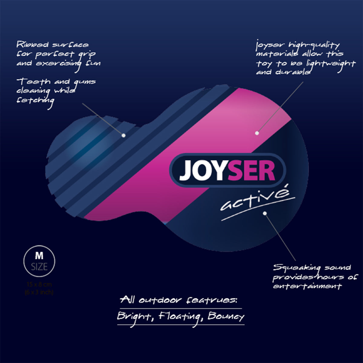 Joyser Active Tpu Duoball With Squeaker Dog Toy - G/B - M