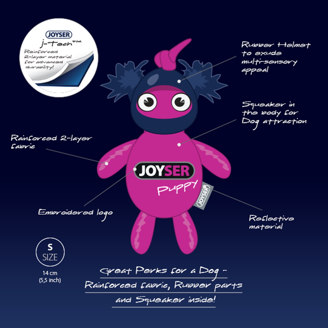 Joyser Puppy Squirrel With Helmet Dog Toy - Pink/Dark Blue -  S-M
