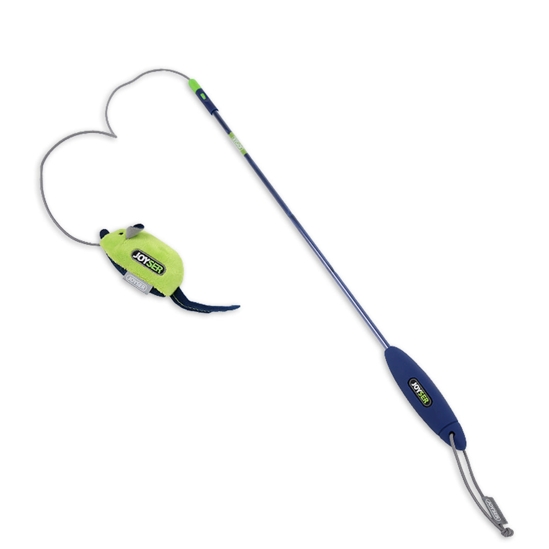Joyser Cat Teaser On Wand With Sound Chip Mouse Blue Cat Toy