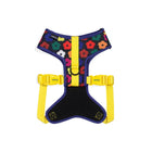 Zee.dog Farm Rio dog harness with colorful floral pattern and yellow straps zigly