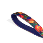 Zigly colorful floral fabric headband with navy blue inner lining on white background
