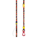 Zigly colorful floral dog leash with red carabiner and yellow plastic accents on white background