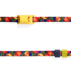 Zigly floral-patterned colorful strap with yellow plastic buckle and black and translucent yellow adjusters